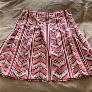 LOFT pink/orange cotton flare skirt